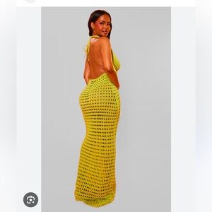 shape lime crochet knit halterneck open back maxi dress Shape Orange Crochet Knit Halterneck Open Back Maxi Dress